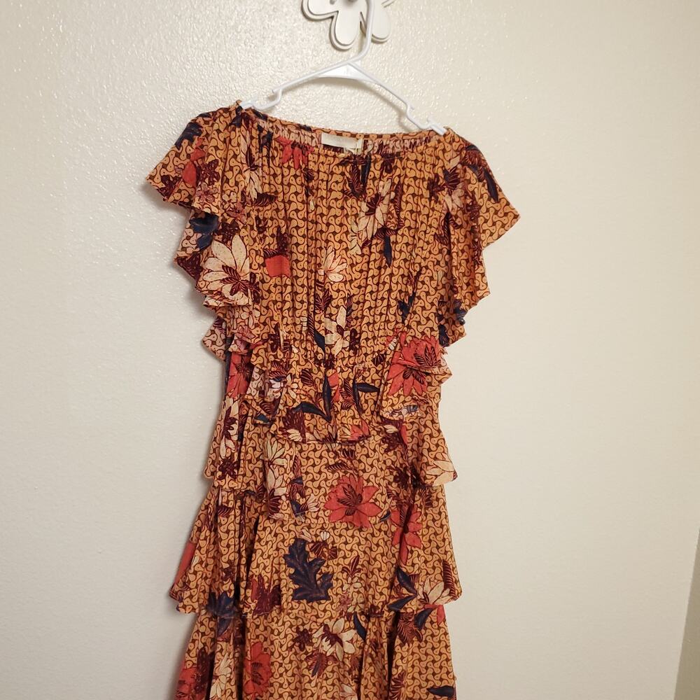 ULLA JOHNSON NWT 100% Silk Freja Ruffle Boho Maxi Dress In Garden Rose Gown Sz 4 - Picture 3 of 12